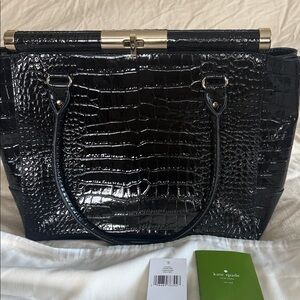 Kate Spade Black Croc-Embossed Shoulder Bag